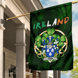 ScotsTee Shop Irish Tobin Coat of Arms Irish Pride Garden Flag Irish Shamrock Flag