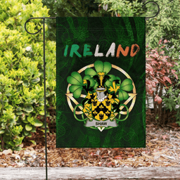 ScotsTee Shop Irish Shaw Coat of Arms Irish Pride Garden Flag Irish Shamrock Flag