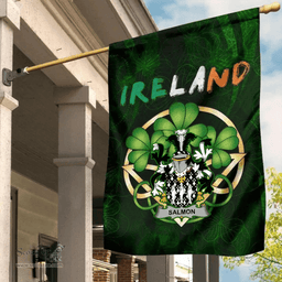ScotsTee Shop Irish Salmon Coat of Arms Irish Pride Garden Flag Irish Shamrock Flag