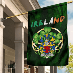 ScotsTee Shop Irish Walron Coat of Arms Irish Pride Garden Flag Irish Shamrock Flag