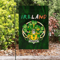 ScotsTee Shop Irish Sheridan Coat of Arms Irish Pride Garden Flag Irish Shamrock Flag