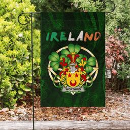 ScotsTee Shop Irish Worthing Coat of Arms Irish Pride Garden Flag Irish Shamrock Flag