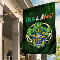 ScotsTee Shop Irish Stevenson Coat of Arms Irish Pride Garden Flag Irish Shamrock Flag