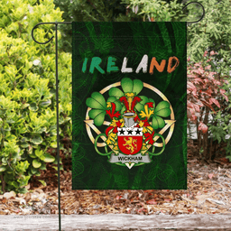 ScotsTee Shop Irish Wickham Coat of Arms Irish Pride Garden Flag Irish Shamrock Flag