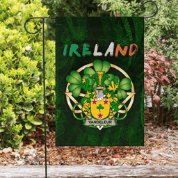 ScotsTee Shop Irish Vandeleur Coat of Arms Irish Pride Garden Flag Irish Shamrock Flag