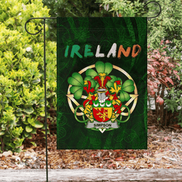 ScotsTee Shop Irish Simpson Coat of Arms Irish Pride Garden Flag Irish Shamrock Flag