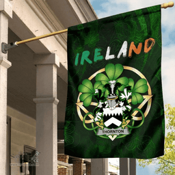 ScotsTee Shop Irish Thornton Coat of Arms Irish Pride Garden Flag Irish Shamrock Flag