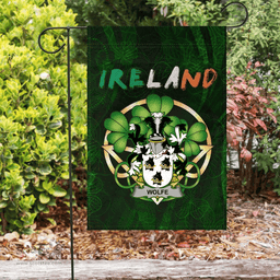 ScotsTee Shop Irish Wolfe Coat of Arms Irish Pride Garden Flag Irish Shamrock Flag
