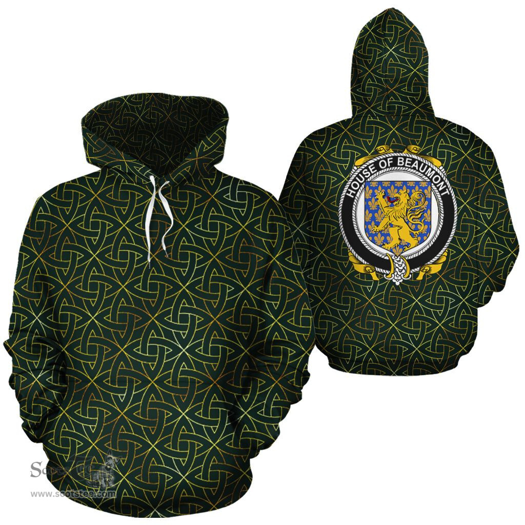 ScotsTee Shop Irish Beaumont Coat of Arms Family Crest Ireland Hoodie Irish Gold Symbol Hoodie