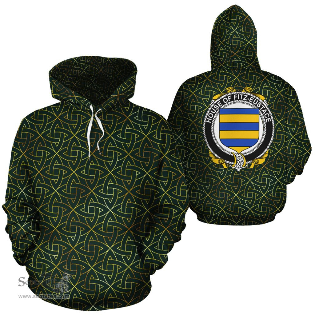ScotsTee Shop Irish Fitz-Eustace Coat of Arms Family Crest Ireland Hoodie Irish Gold Symbol Hoodie
