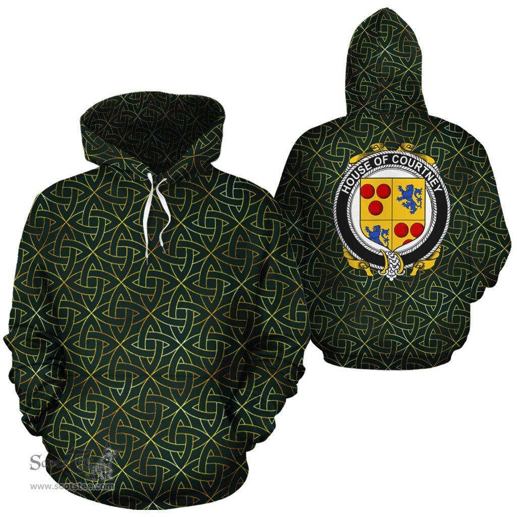 ScotsTee Shop Irish Courtney Coat of Arms Family Crest Ireland Hoodie Irish Gold Symbol Hoodie