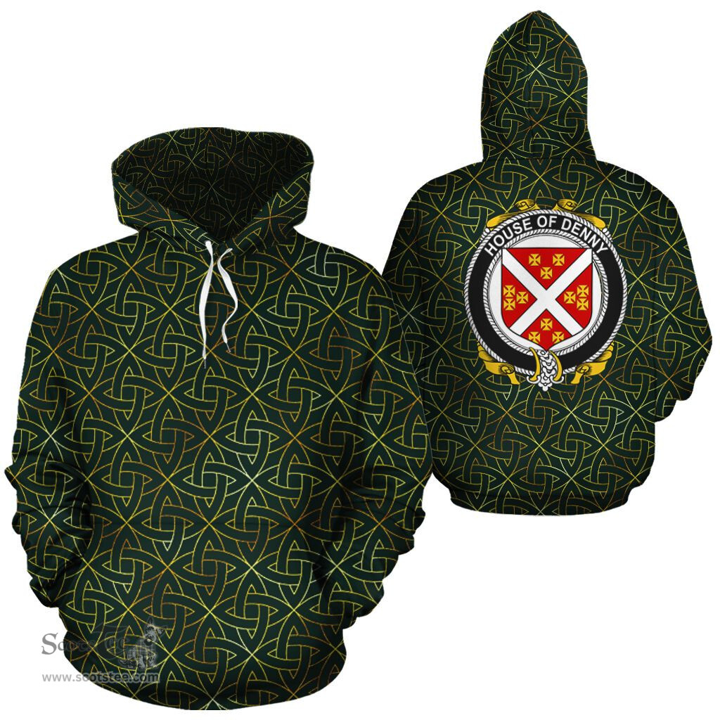 ScotsTee Shop Irish Denny Coat of Arms Family Crest Ireland Hoodie Irish Gold Symbol Hoodie