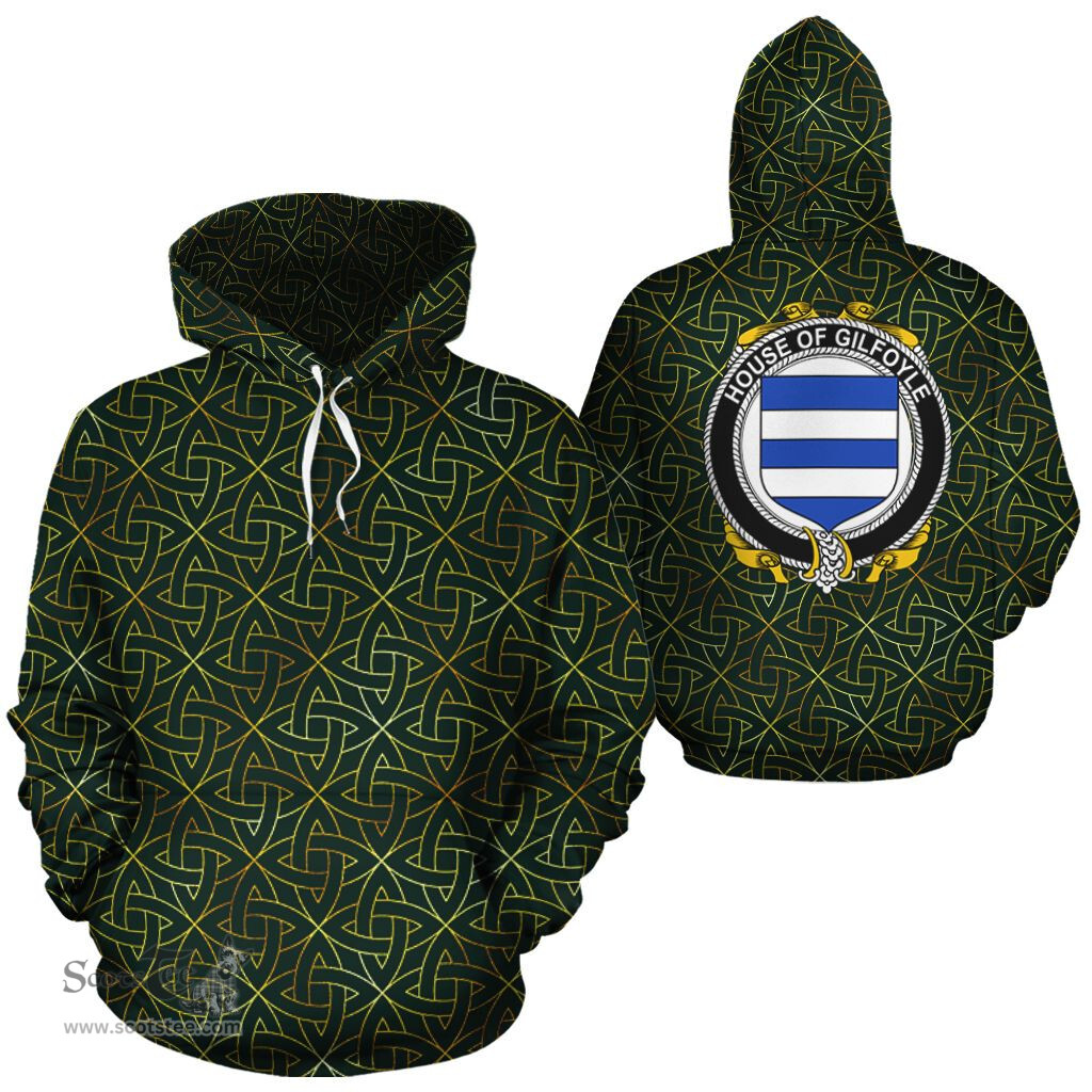 ScotsTee Shop Irish Gilfoyle Coat of Arms Family Crest Ireland Hoodie Irish Gold Symbol Hoodie
