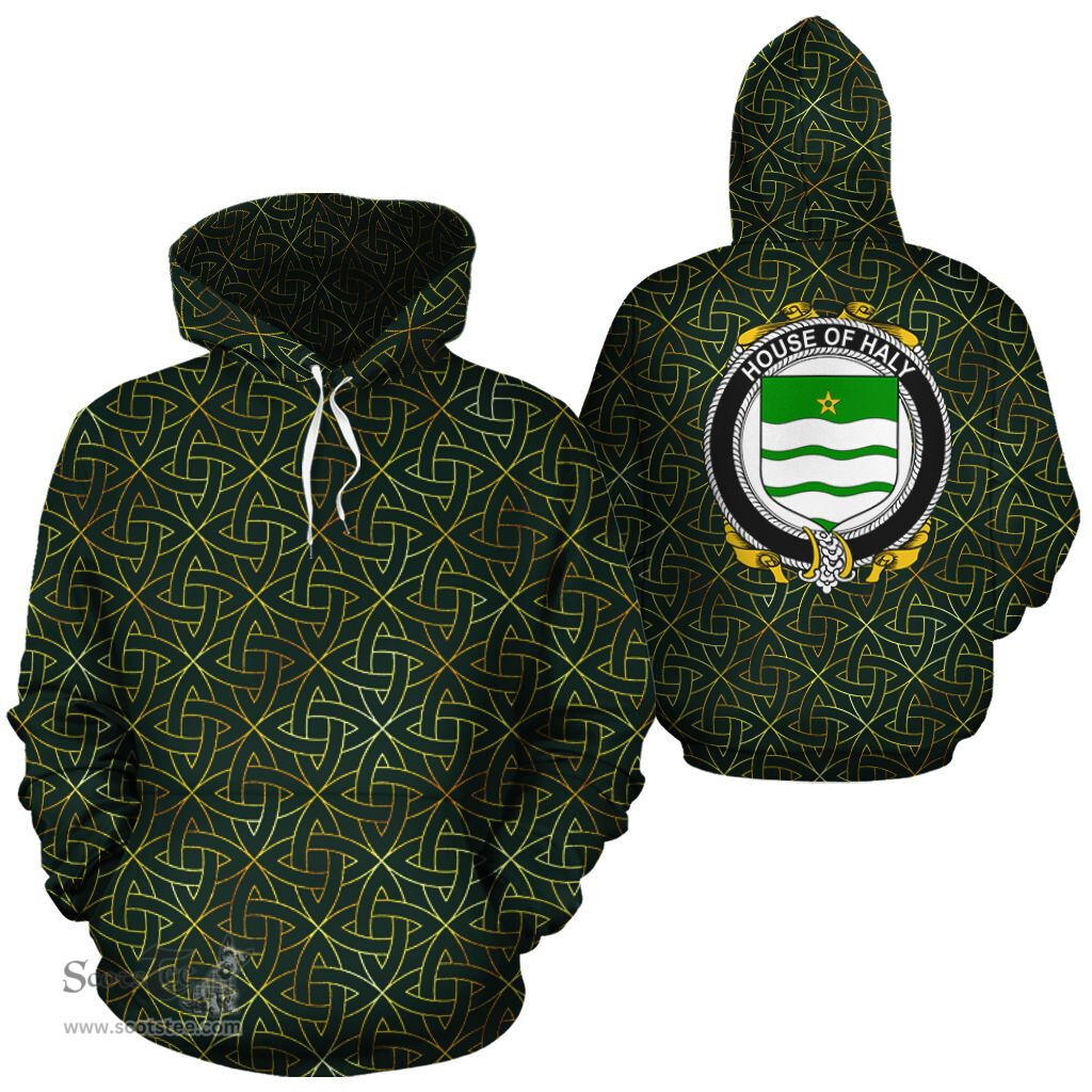 ScotsTee Shop Irish Haly Coat of Arms Family Crest Ireland Hoodie Irish Gold Symbol Hoodie
