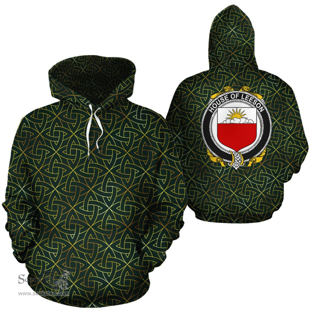 ScotsTee Shop Irish Leeson Coat of Arms Family Crest Ireland Hoodie Irish Gold Symbol Hoodie