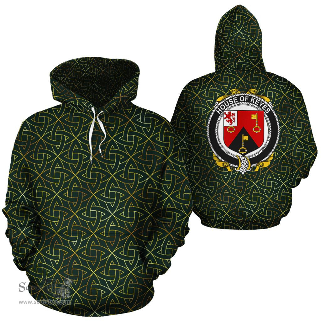 ScotsTee Shop Irish Keyes Coat of Arms Family Crest Ireland Hoodie Irish Gold Symbol Hoodie