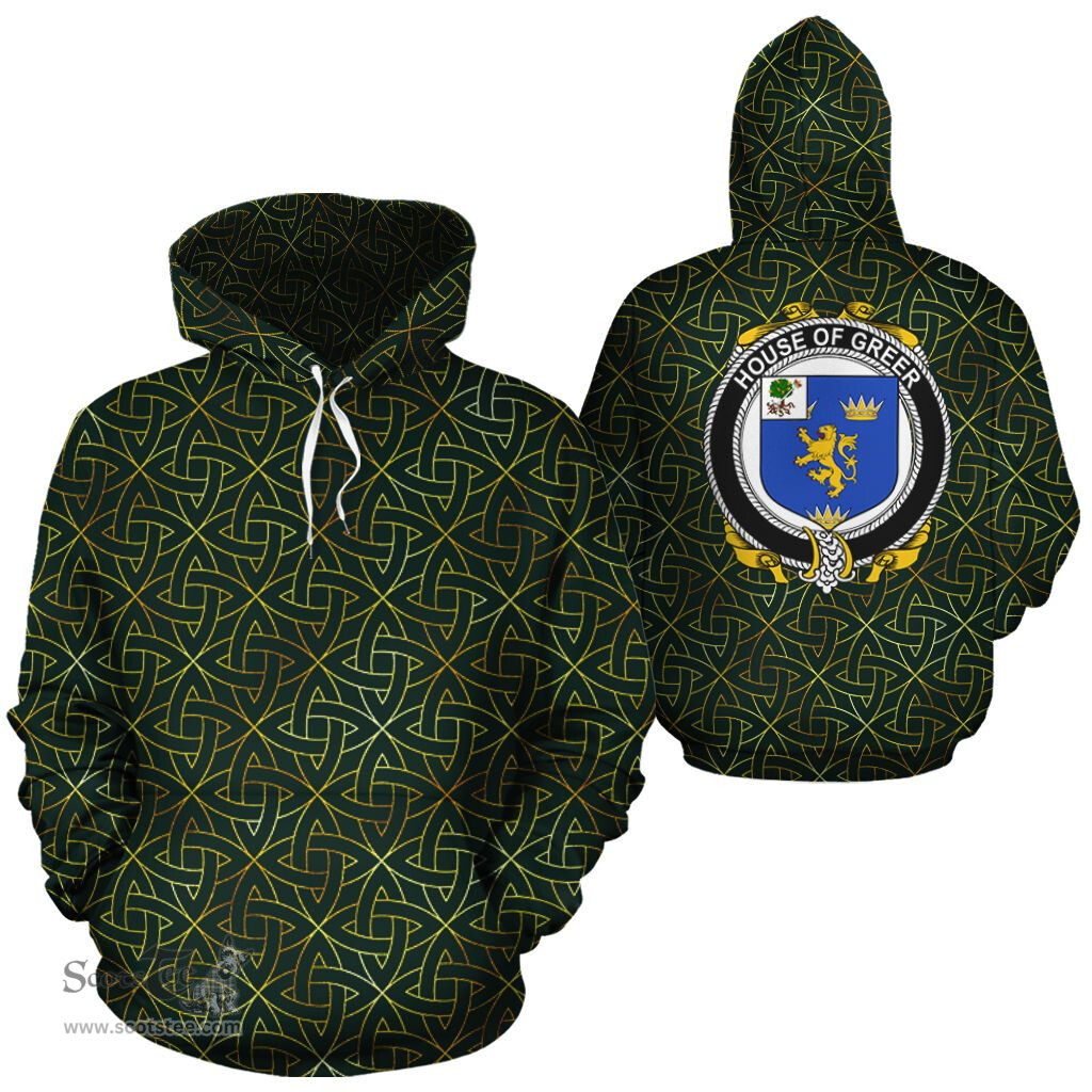 ScotsTee Shop Irish Greer Coat of Arms Family Crest Ireland Hoodie Irish Gold Symbol Hoodie
