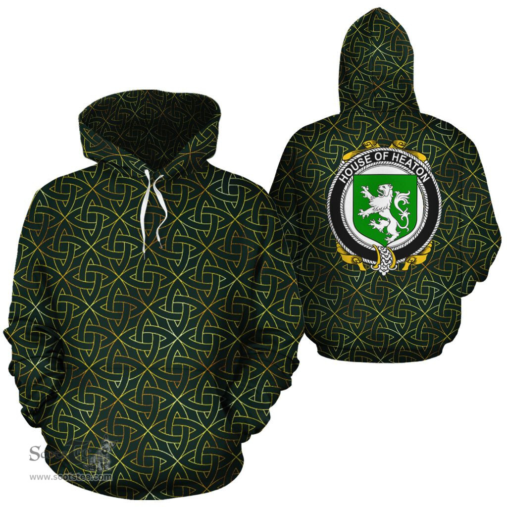 ScotsTee Shop Irish Heaton Coat of Arms Family Crest Ireland Hoodie Irish Gold Symbol Hoodie