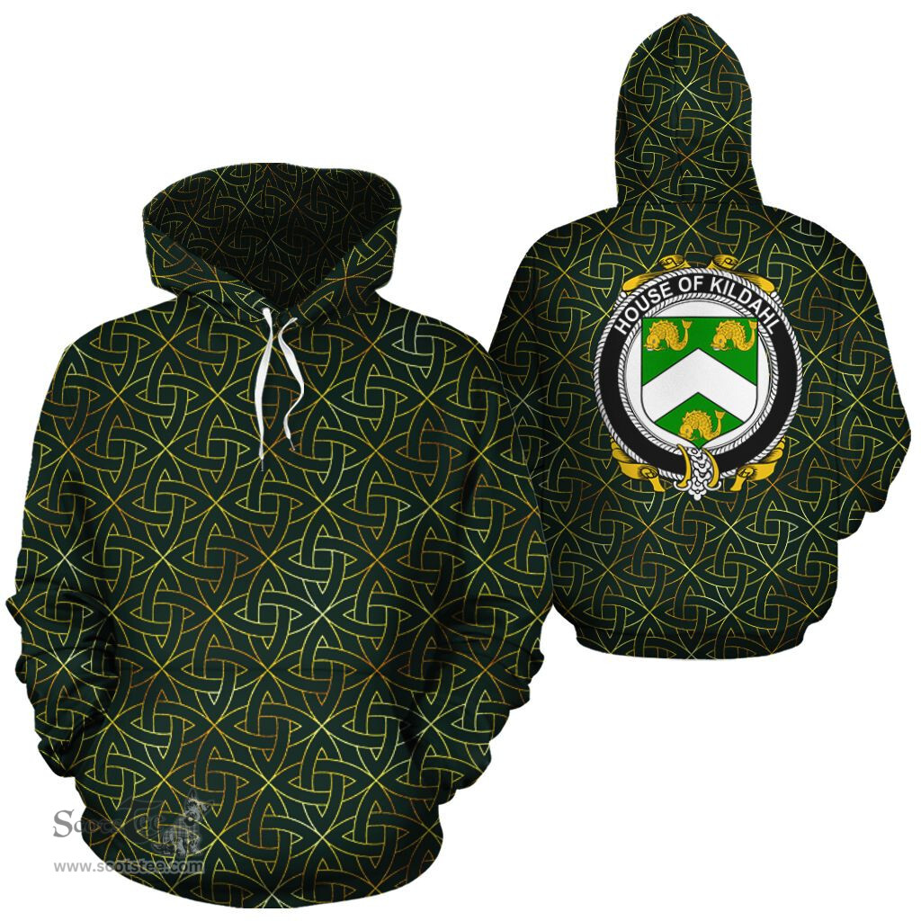 ScotsTee Shop Irish Kildahl Coat of Arms Family Crest Ireland Hoodie Irish Gold Symbol Hoodie
