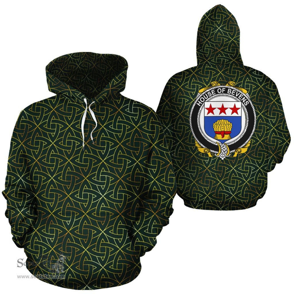 ScotsTee Shop Irish Bevens Coat of Arms Family Crest Ireland Hoodie Irish Gold Symbol Hoodie