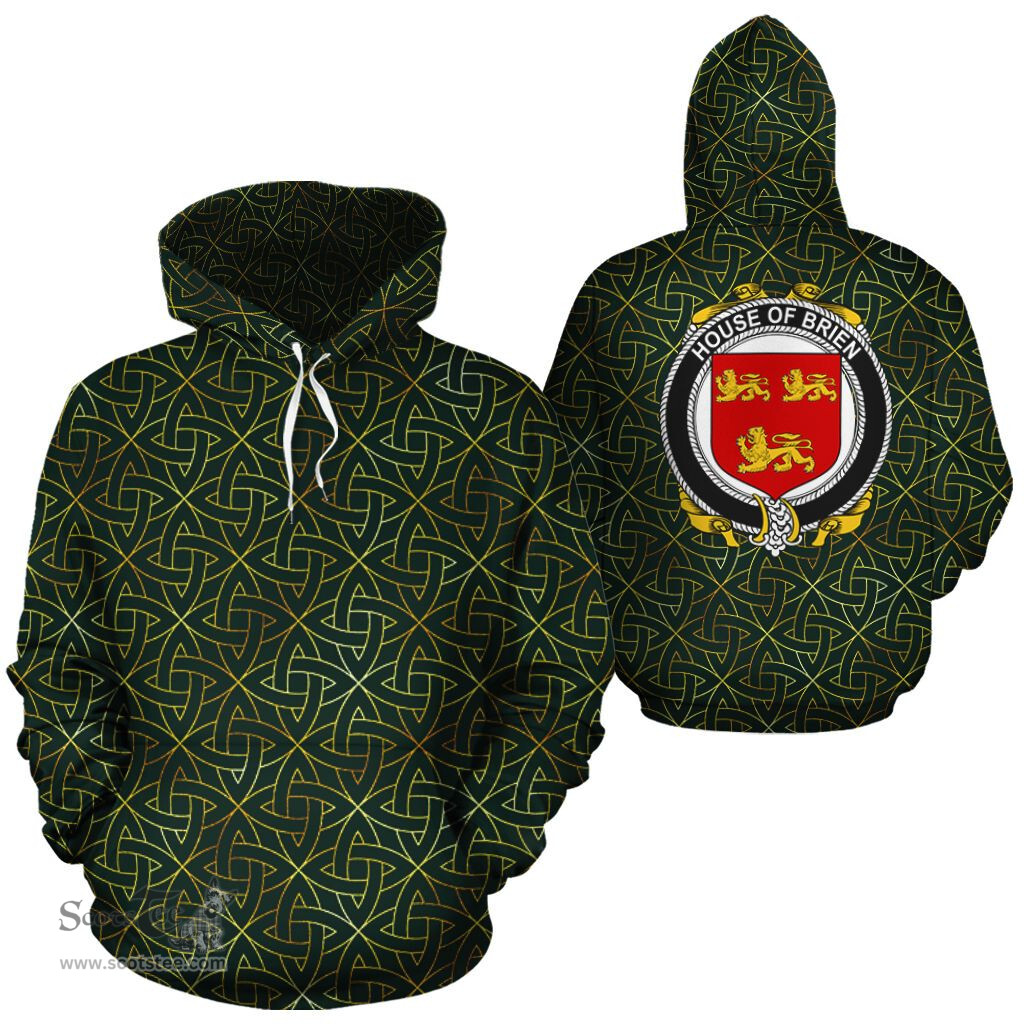 ScotsTee Shop Irish Brien Coat of Arms Family Crest Ireland Hoodie Irish Gold Symbol Hoodie