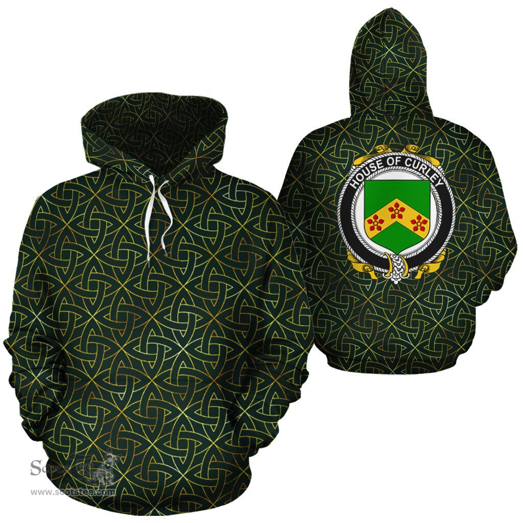 ScotsTee Shop Irish Curley Coat of Arms Family Crest Ireland Hoodie Irish Gold Symbol Hoodie