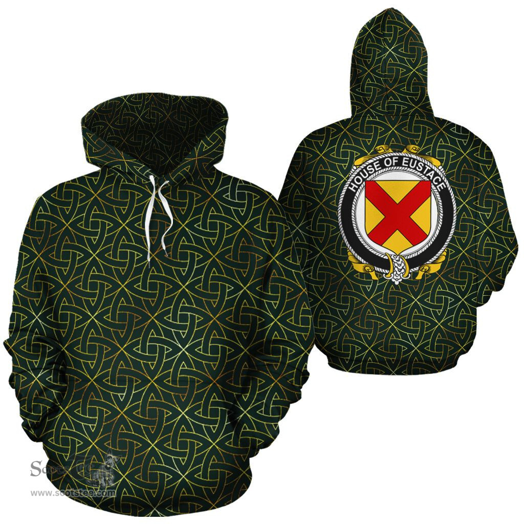 ScotsTee Shop Irish Eustace Coat of Arms Family Crest Ireland Hoodie Irish Gold Symbol Hoodie