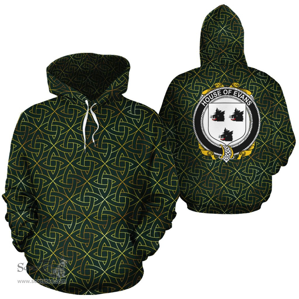 ScotsTee Shop Irish Evans Coat of Arms Family Crest Ireland Hoodie Irish Gold Symbol Hoodie
