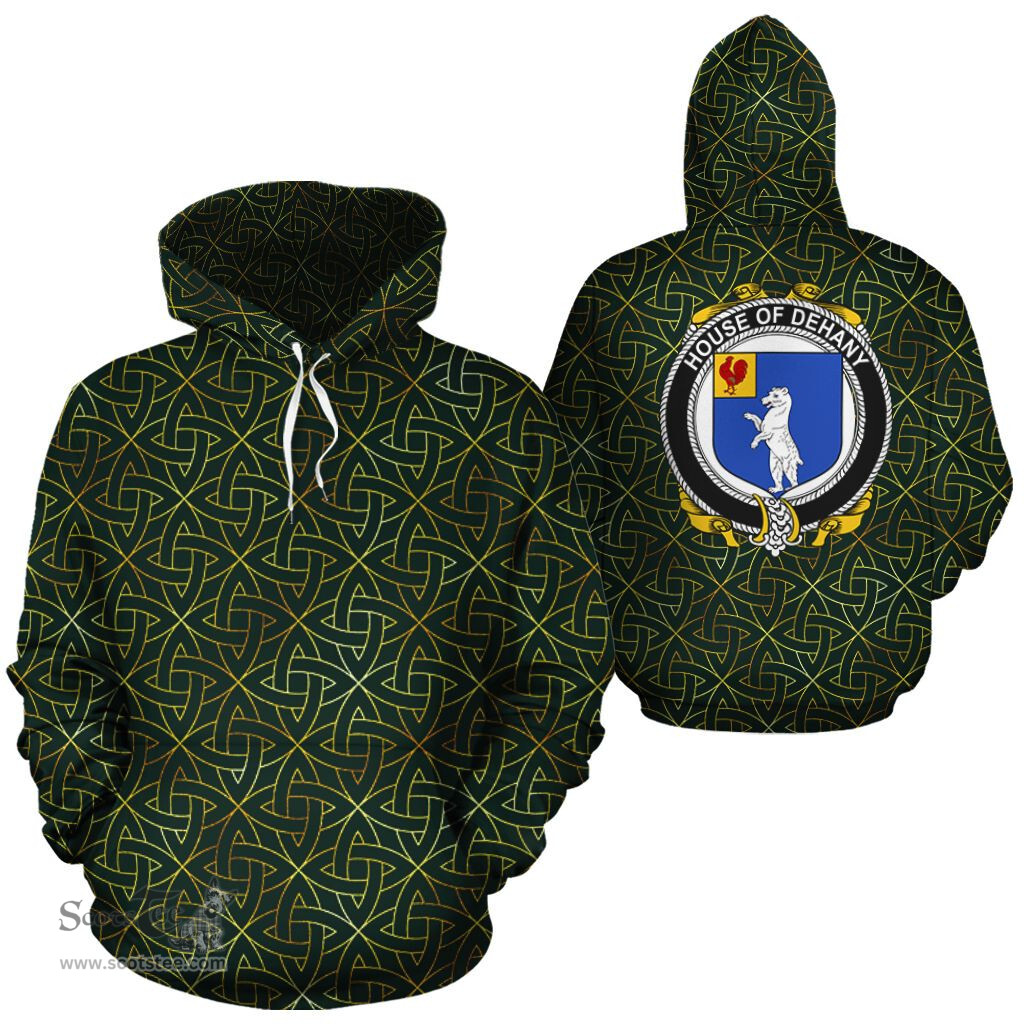 ScotsTee Shop Irish Dehany Coat of Arms Family Crest Ireland Hoodie Irish Gold Symbol Hoodie