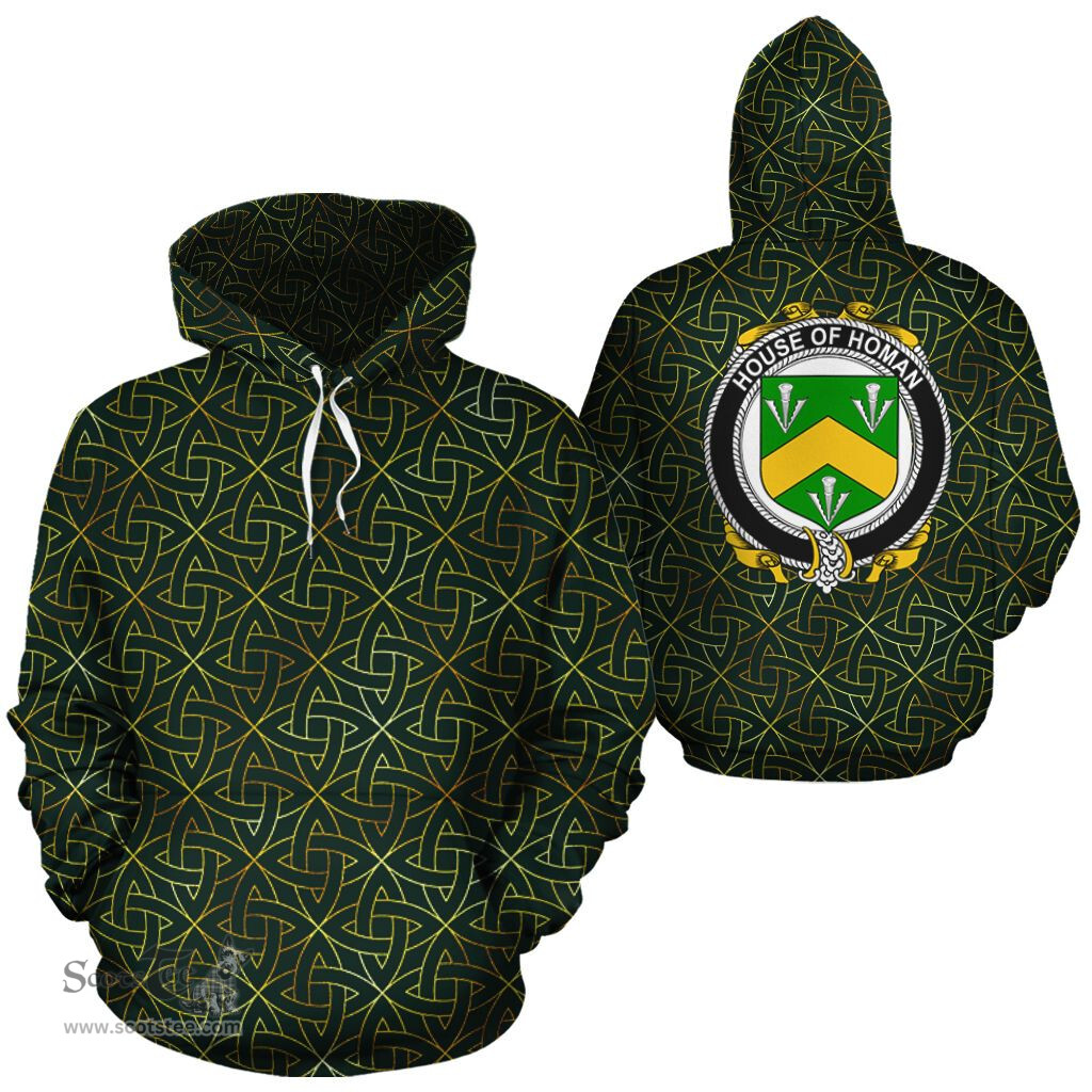 ScotsTee Shop Irish Homan Coat of Arms Family Crest Ireland Hoodie Irish Gold Symbol Hoodie