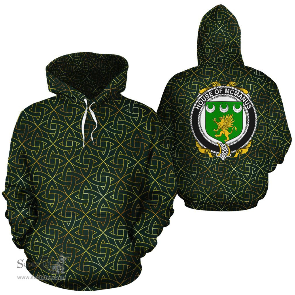 ScotsTee Shop Irish McManus Coat of Arms Family Crest Ireland Hoodie Irish Gold Symbol Hoodie