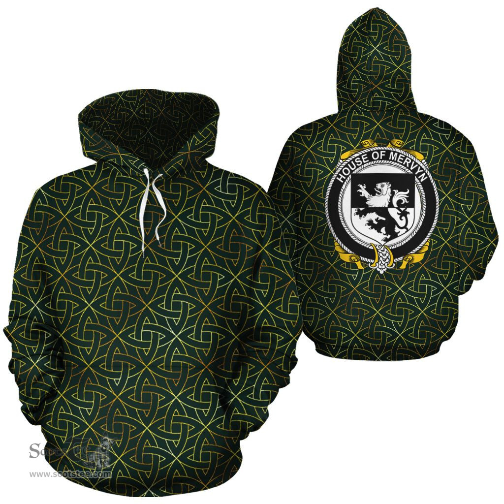 ScotsTee Shop Irish Mervyn Coat of Arms Family Crest Ireland Hoodie Irish Gold Symbol Hoodie