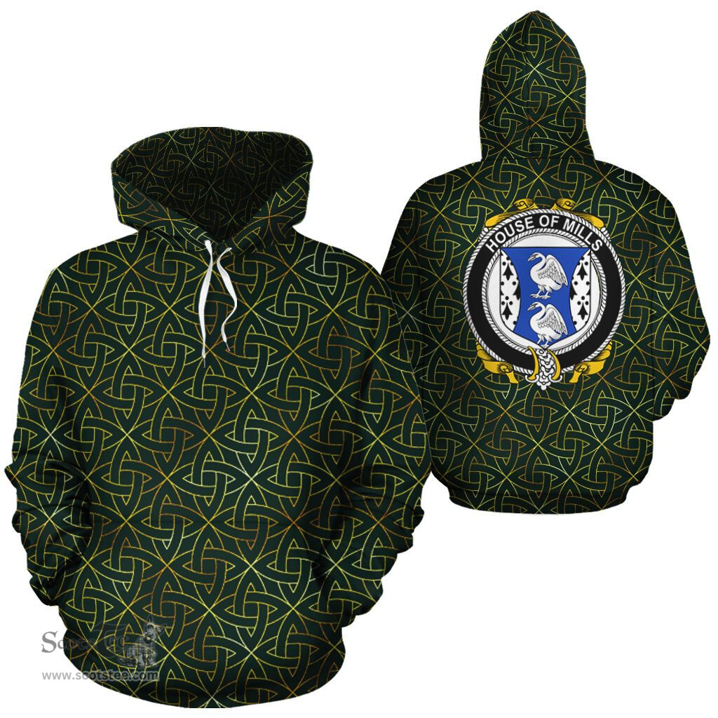 ScotsTee Shop Irish Mills Coat of Arms Family Crest Ireland Hoodie Irish Gold Symbol Hoodie