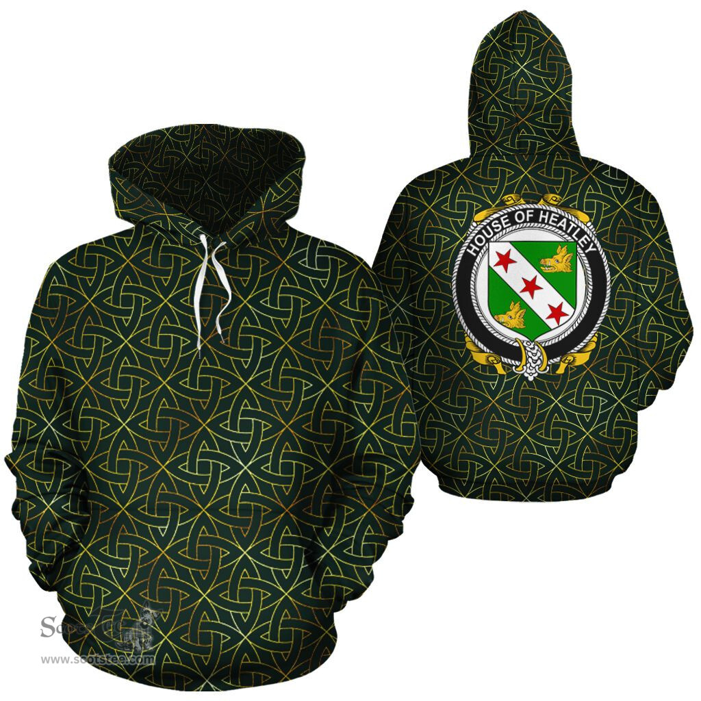 ScotsTee Shop Irish Heatley Coat of Arms Family Crest Ireland Hoodie Irish Gold Symbol Hoodie