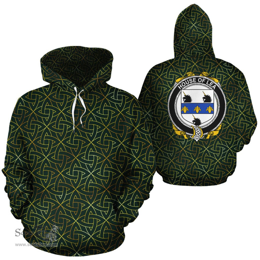 ScotsTee Shop Irish Lea Coat of Arms Family Crest Ireland Hoodie Irish Gold Symbol Hoodie