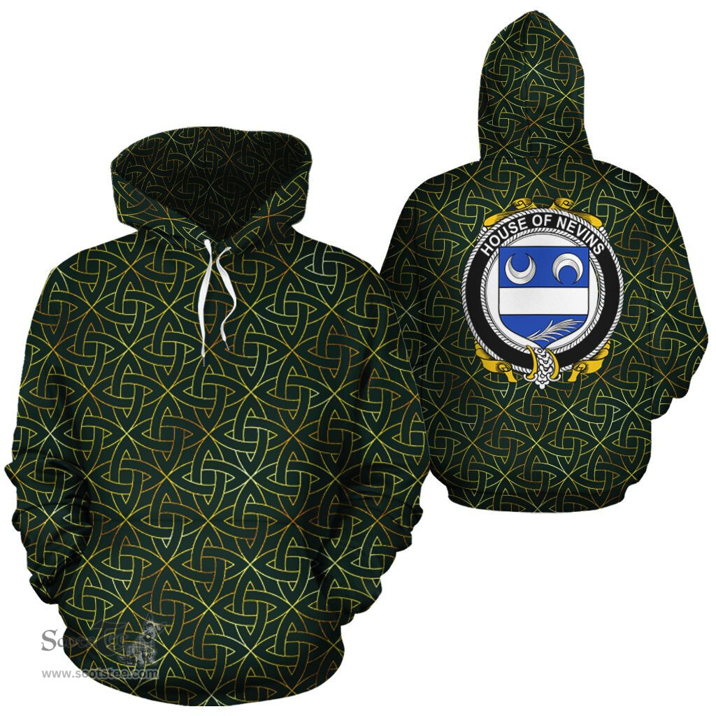 ScotsTee Shop Irish Nevins Coat of Arms Family Crest Ireland Hoodie Irish Gold Symbol Hoodie