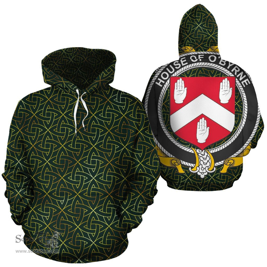 ScotsTee Shop Irish O'Byrne Coat of Arms Family Crest Ireland Hoodie Irish Gold Symbol Hoodie