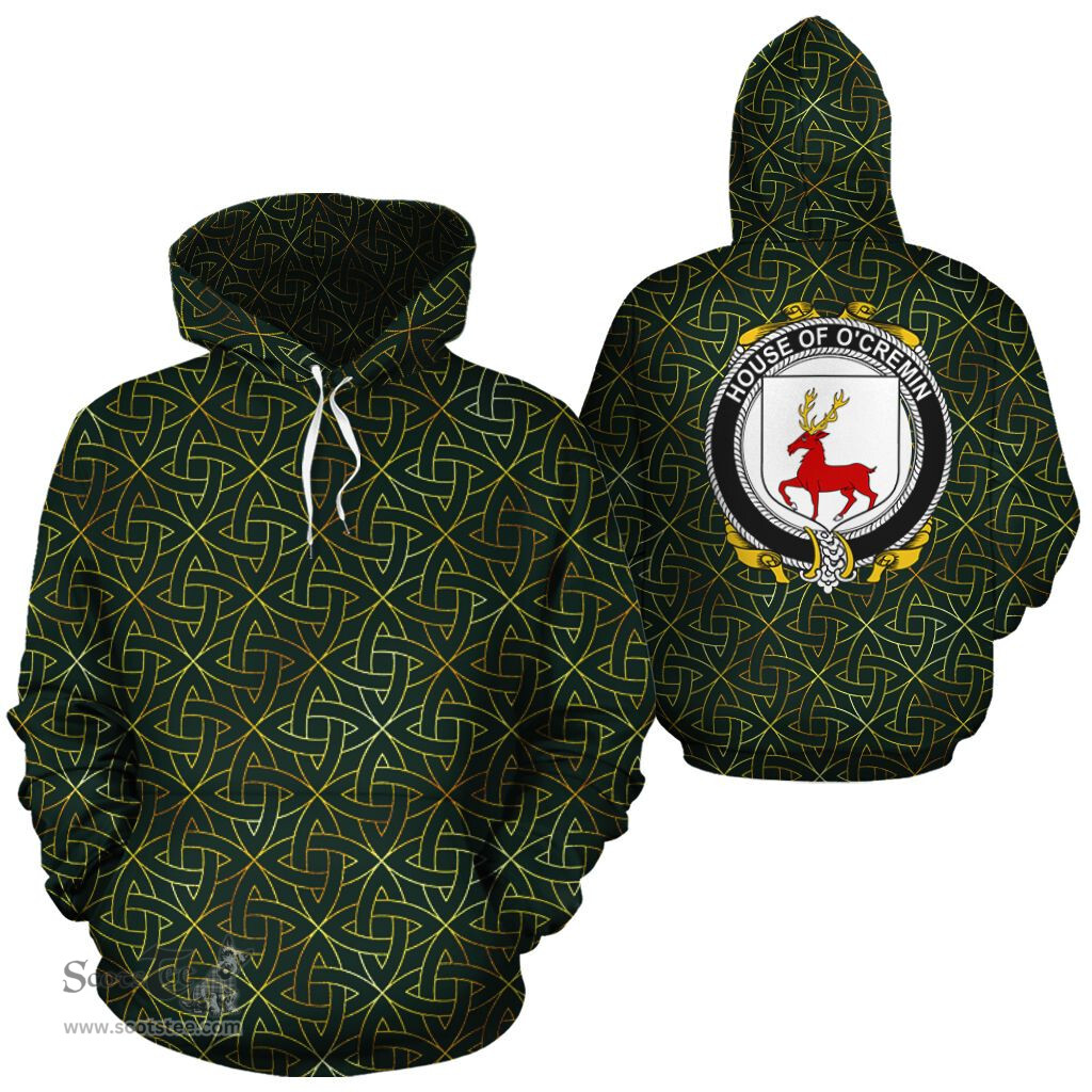 ScotsTee Shop Irish O'Cremin Coat of Arms Family Crest Ireland Hoodie Irish Gold Symbol Hoodie
