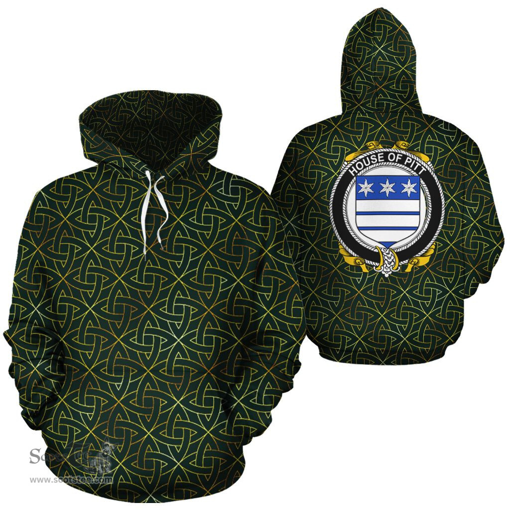 ScotsTee Shop Irish Pitt Coat of Arms Family Crest Ireland Hoodie Irish Gold Symbol Hoodie