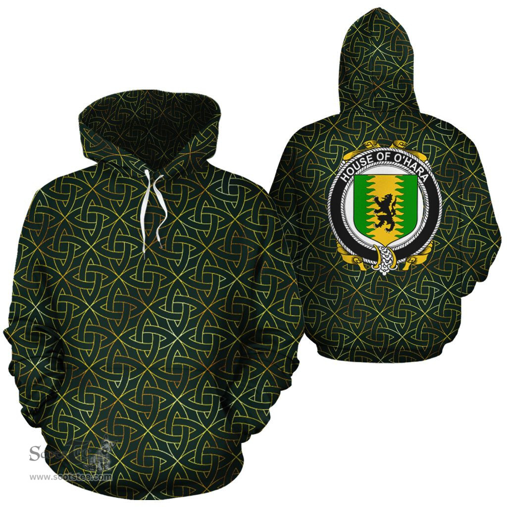 ScotsTee Shop Irish O'Hara Coat of Arms Family Crest Ireland Hoodie Irish Gold Symbol Hoodie