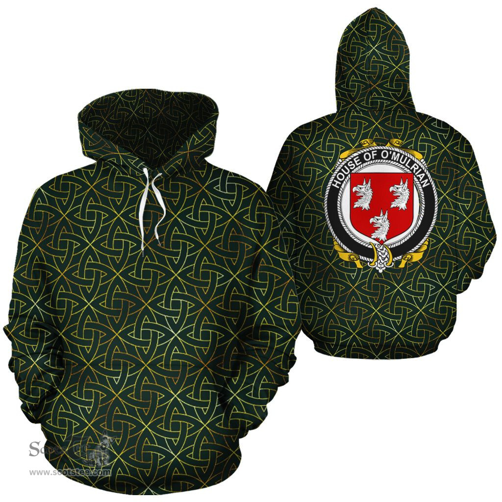 ScotsTee Shop Irish O'Mulrian Coat of Arms Family Crest Ireland Hoodie Irish Gold Symbol Hoodie