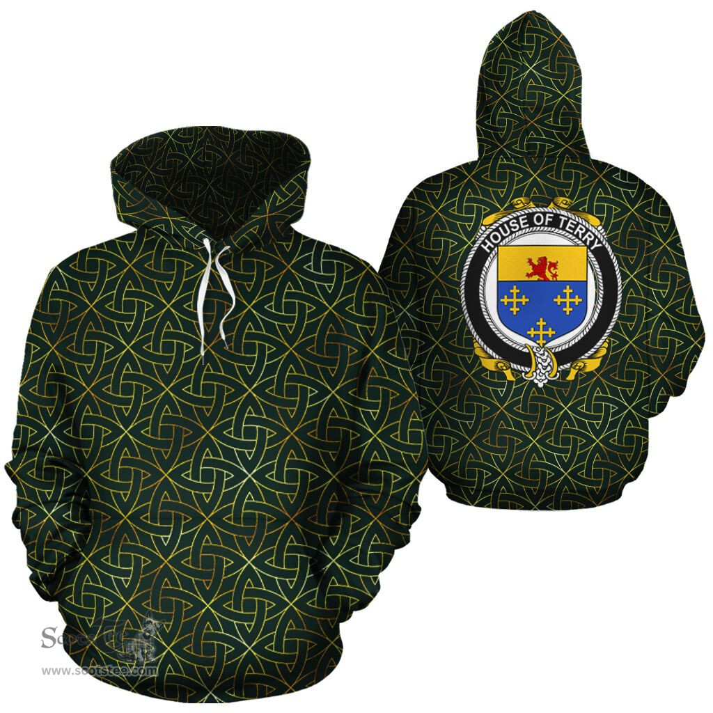 ScotsTee Shop Irish Terry Coat of Arms Family Crest Ireland Hoodie Irish Gold Symbol Hoodie