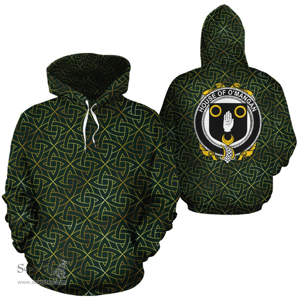 ScotsTee Shop Irish O'Mangan Coat of Arms Family Crest Ireland Hoodie Irish Gold Symbol Hoodie