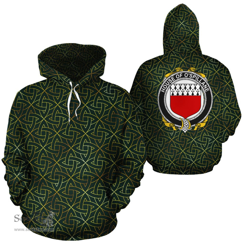ScotsTee Shop Irish Spillane or O_Spillane Coat of Arms Family Crest Ireland Hoodie Irish Gold Symbol Hoodie