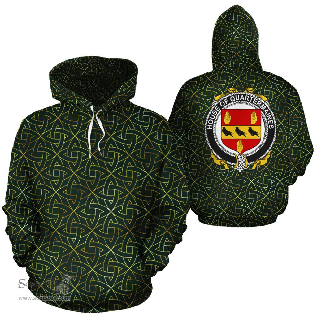 ScotsTee Shop Irish Quartermaines Coat of Arms Family Crest Ireland Hoodie Irish Gold Symbol Hoodie
