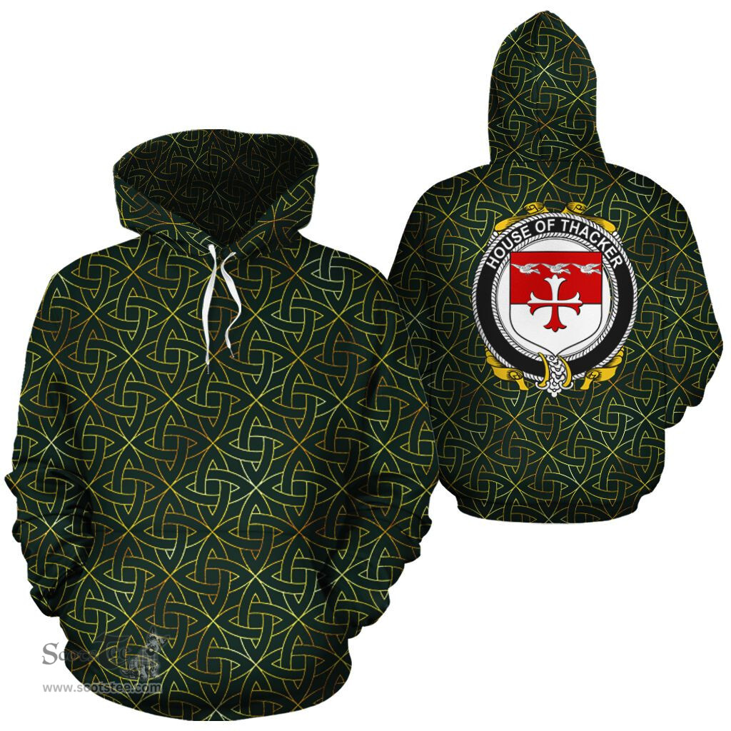 ScotsTee Shop Irish Thacker Coat of Arms Family Crest Ireland Hoodie Irish Gold Symbol Hoodie