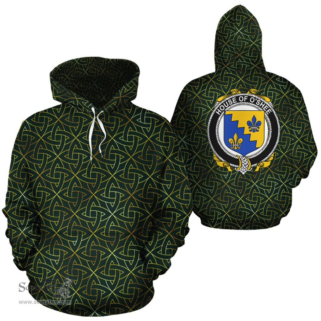 ScotsTee Shop Irish O'Shee Coat of Arms Family Crest Ireland Hoodie Irish Gold Symbol Hoodie