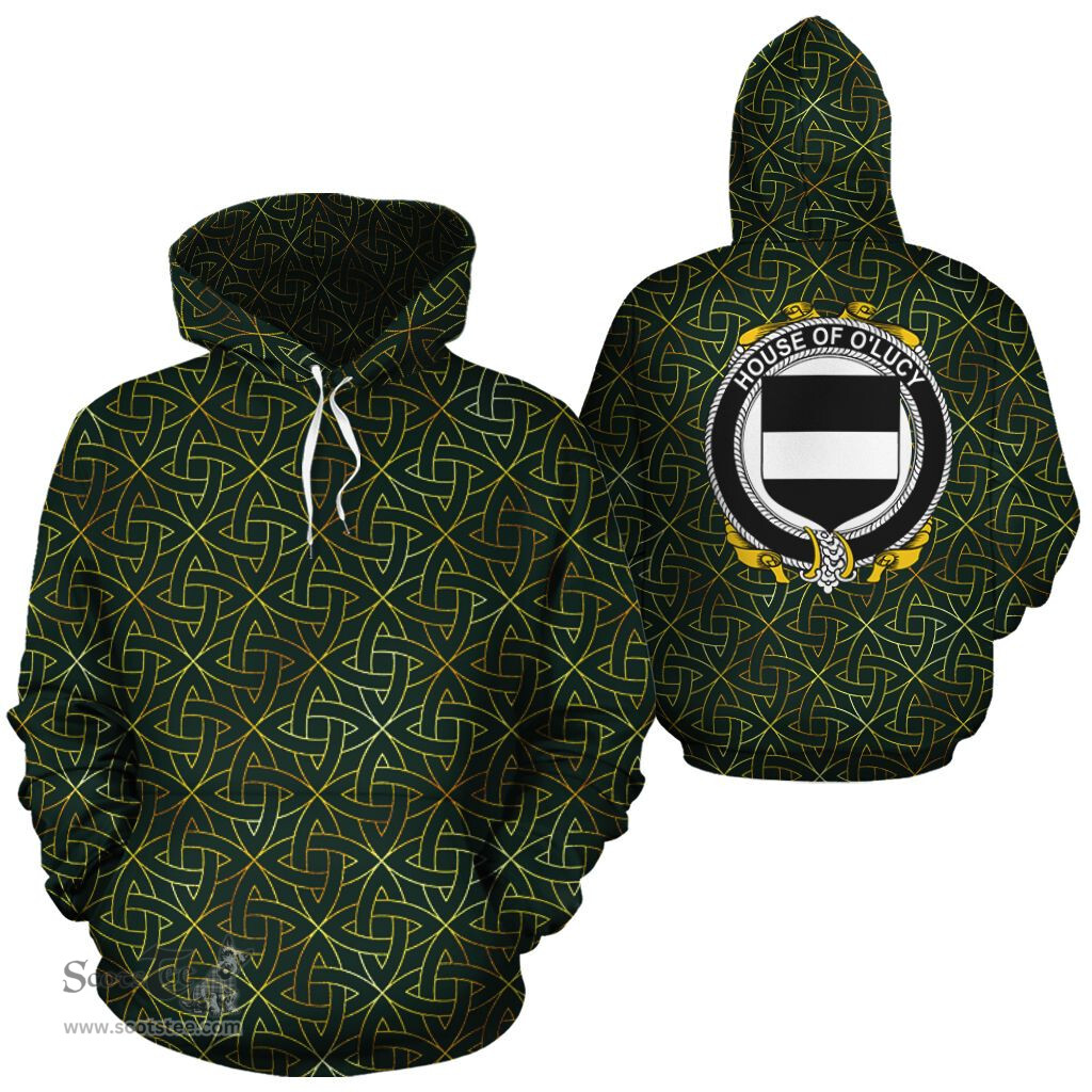 ScotsTee Shop Irish O'Lucy Coat of Arms Family Crest Ireland Hoodie Irish Gold Symbol Hoodie