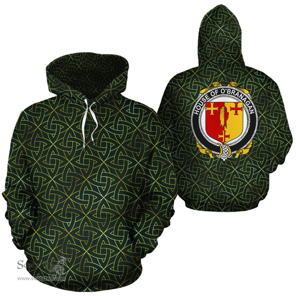 ScotsTee Shop Irish O'Branagan Coat of Arms Family Crest Ireland Hoodie Irish Gold Symbol Hoodie