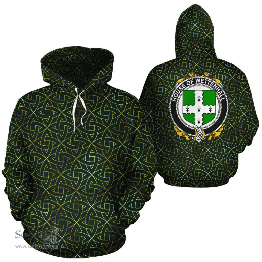 ScotsTee Shop Irish Wettenhall Coat of Arms Family Crest Ireland Hoodie Irish Gold Symbol Hoodie